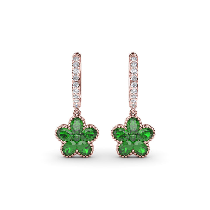 Magnolia Emerald Huggie Hoops