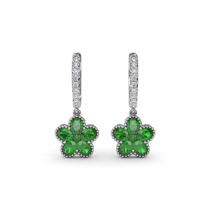 Magnolia Emerald Huggie Hoops
