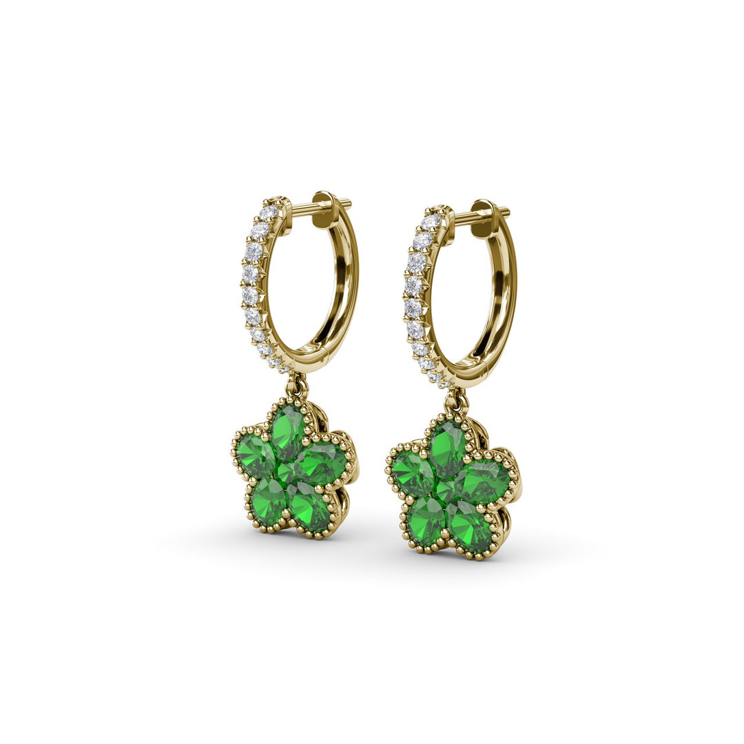 Magnolia Emerald Huggie Hoops