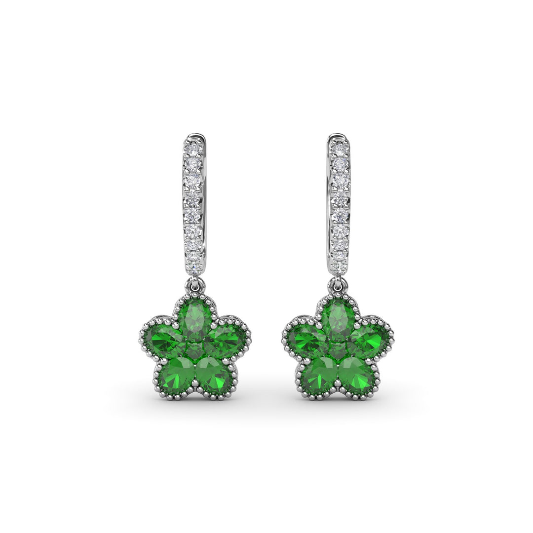 Magnolia Emerald Huggie Hoops