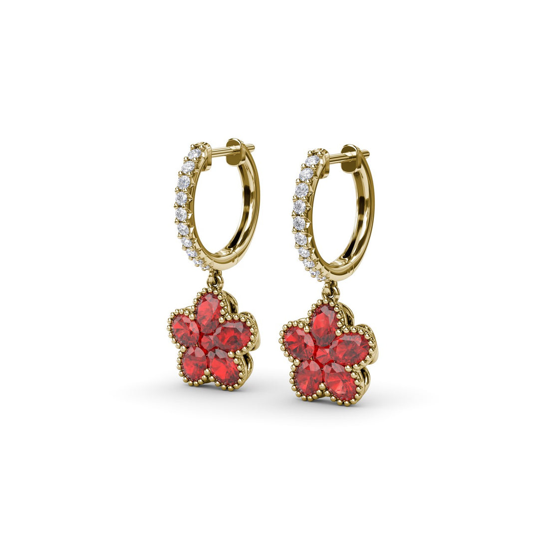 Magnolia Ruby Huggie Hoops
