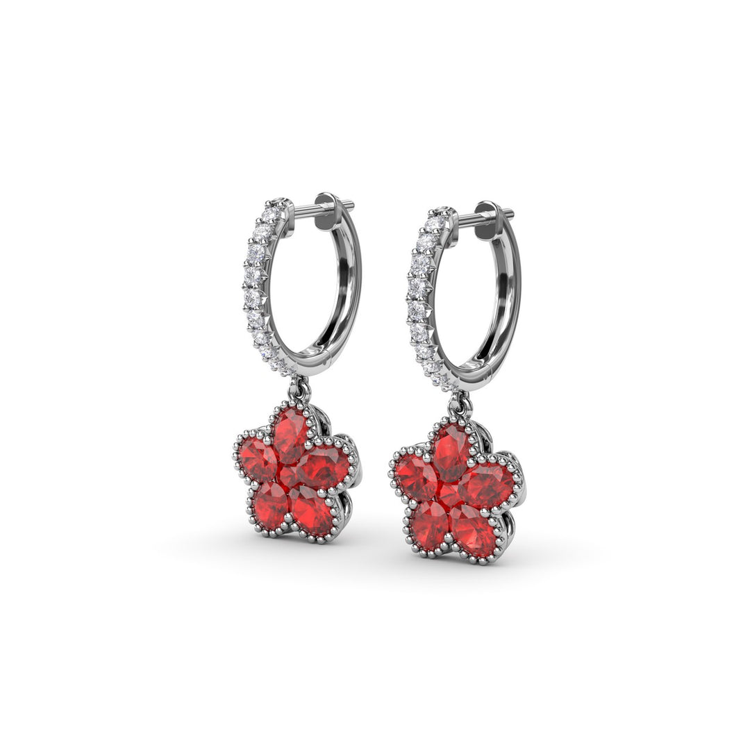 Magnolia Ruby Huggie Hoops