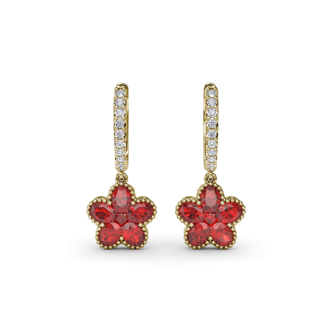 Magnolia Ruby Huggie Hoops