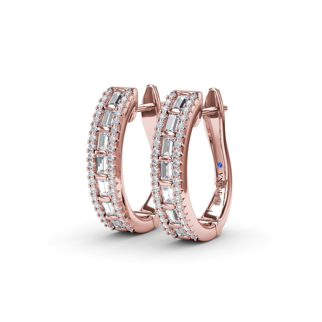 Bar-Set Baguette Diamond Hoops