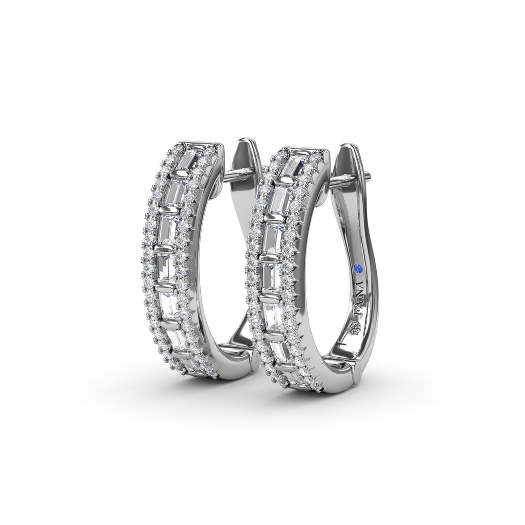 Bar-Set Baguette Diamond Hoops