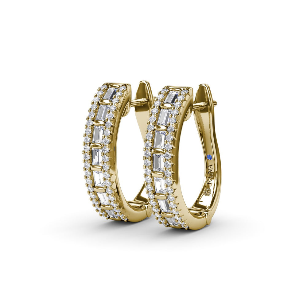 Bar-Set Baguette Diamond Hoops