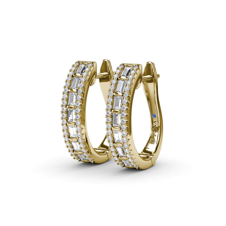 Bar-Set Baguette Diamond Hoops