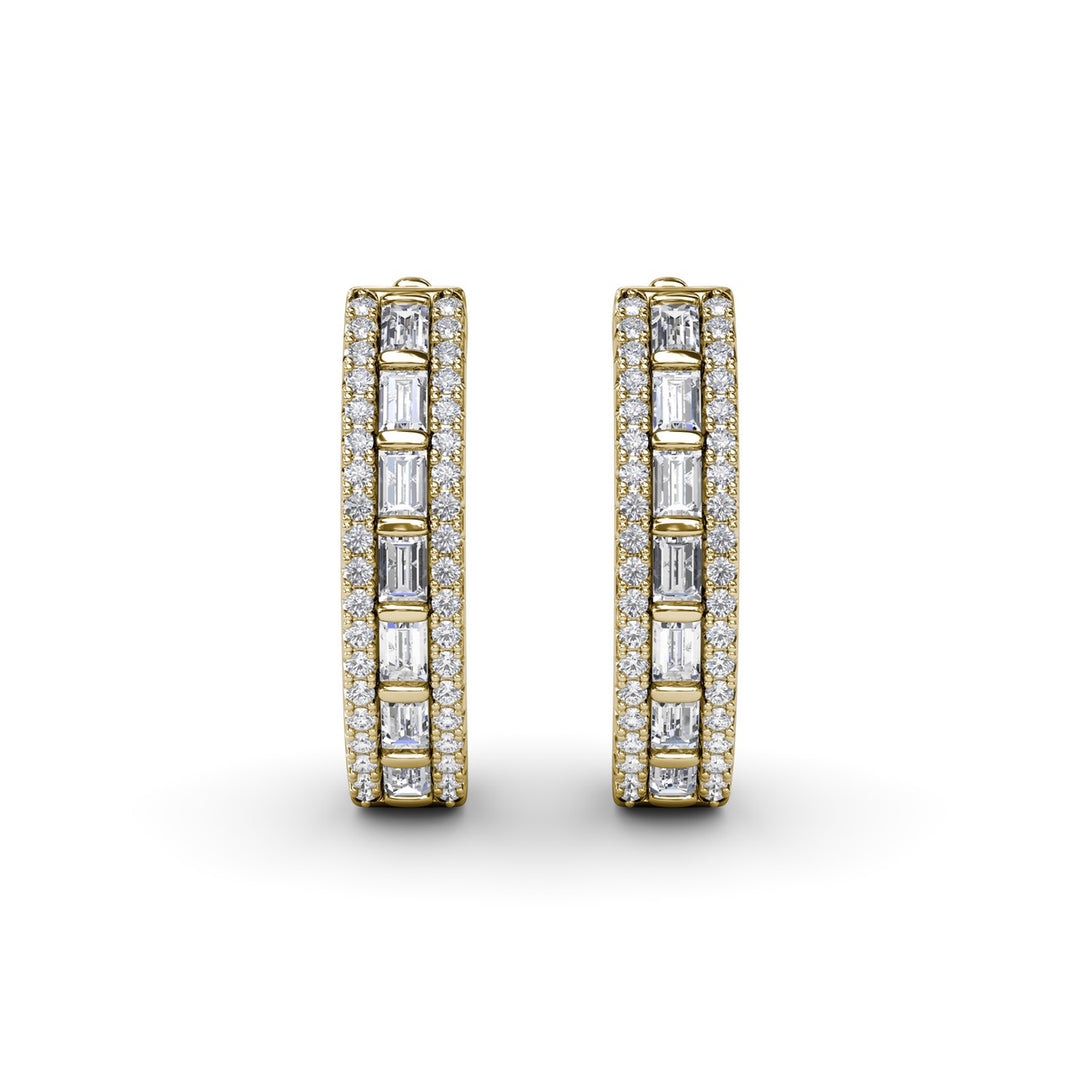 Bar-Set Baguette Diamond Hoops