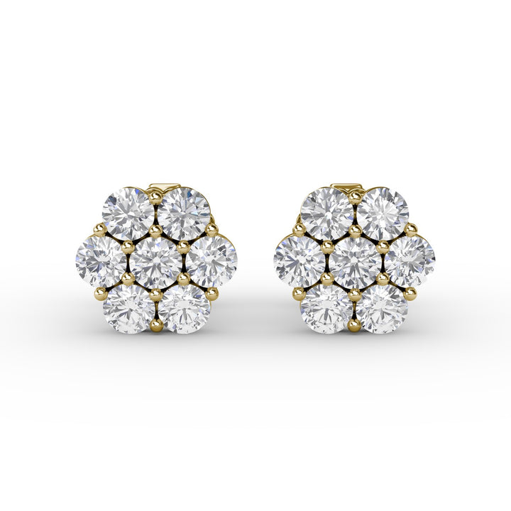Magnolia Floral Diamond Stud Earrings