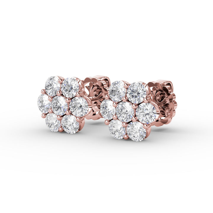 Magnolia Floral Diamond Stud Earrings