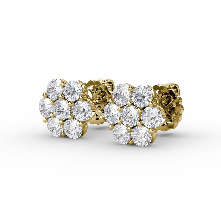 Magnolia Floral Diamond Stud Earrings