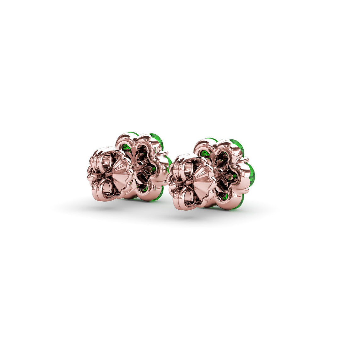 Magnolia Emerald And Diamond Stud Earrings