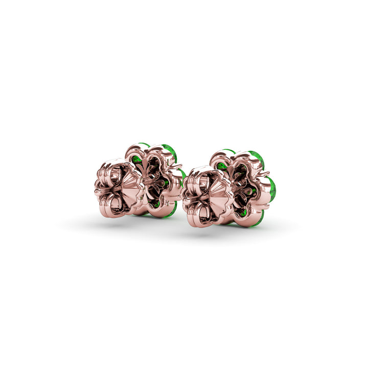 Magnolia Emerald And Diamond Stud Earrings