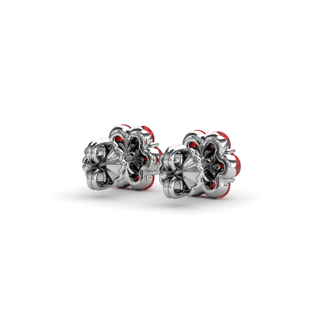 Magnolia Ruby And Diamond Stud Earrings