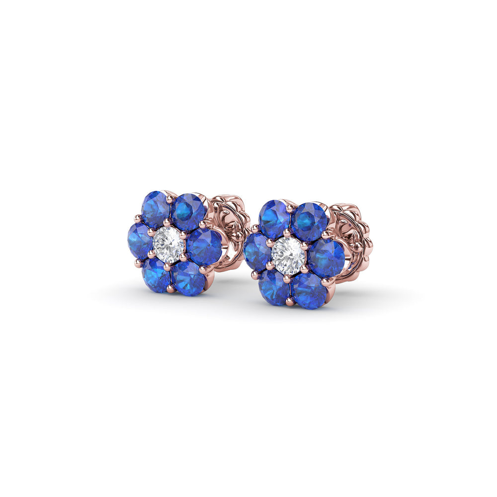 Magnolia Sapphire And Diamond Stud Earrings