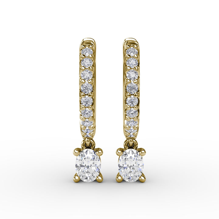 Oval Diamond Drop Earrings