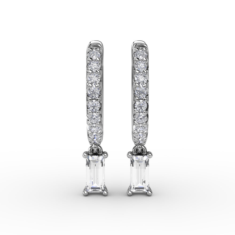 Emerald Cut Diamond Drop Earrings