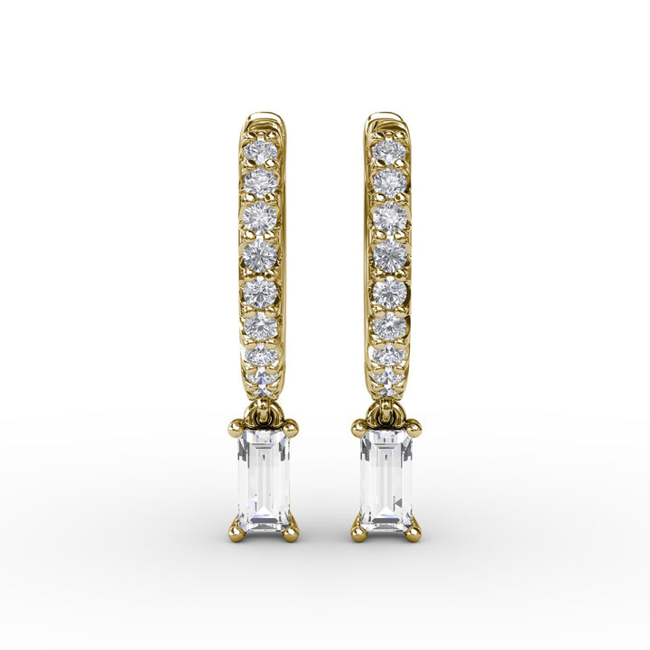 Emerald Cut Diamond Drop Earrings