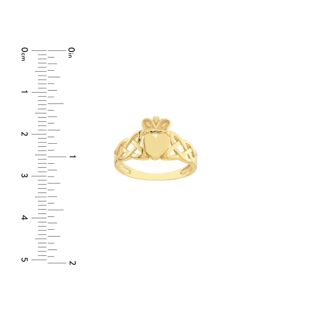 High-Polished Braided Claddagh Ring