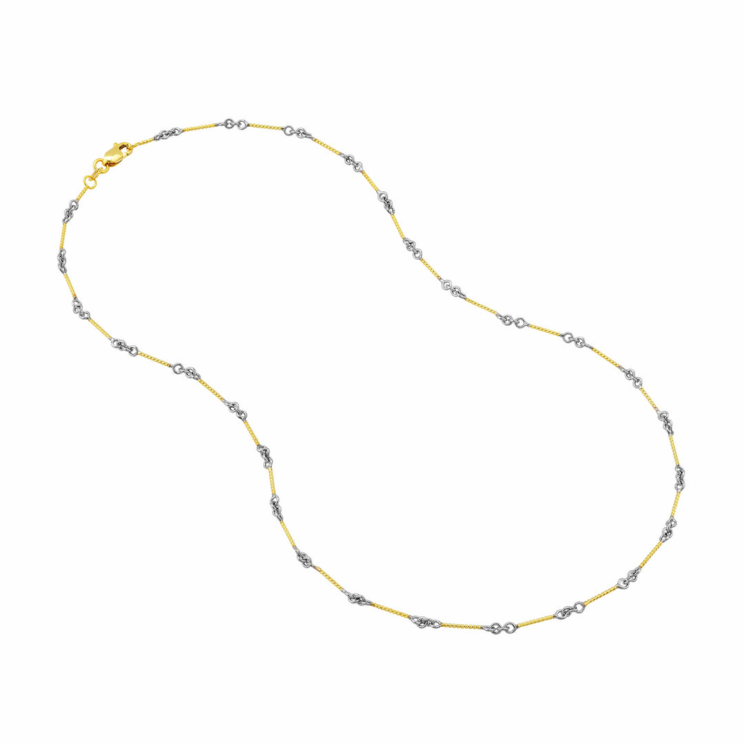 0.8mm Two-Tone Designer Twist Chain with Lobster Lock