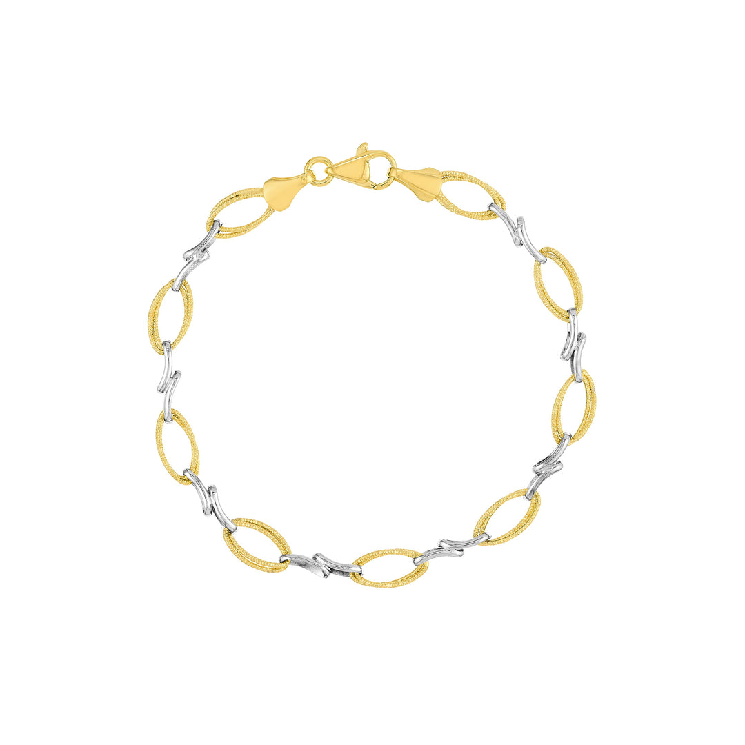 Two-Tone Textured Double Oval and X Bracelet