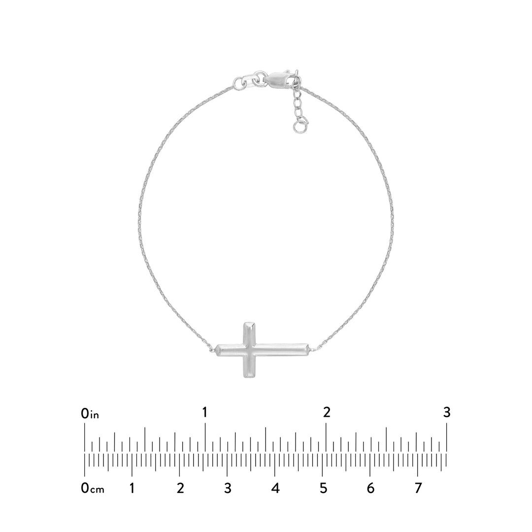 Sterling Silver Small Sideways Cross Bracelet