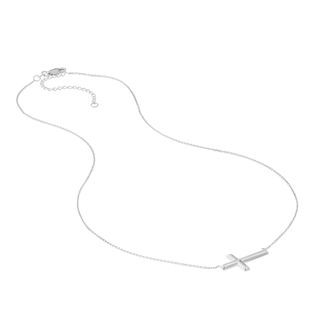 E2W Small Sideways Cross Adjustable Necklace