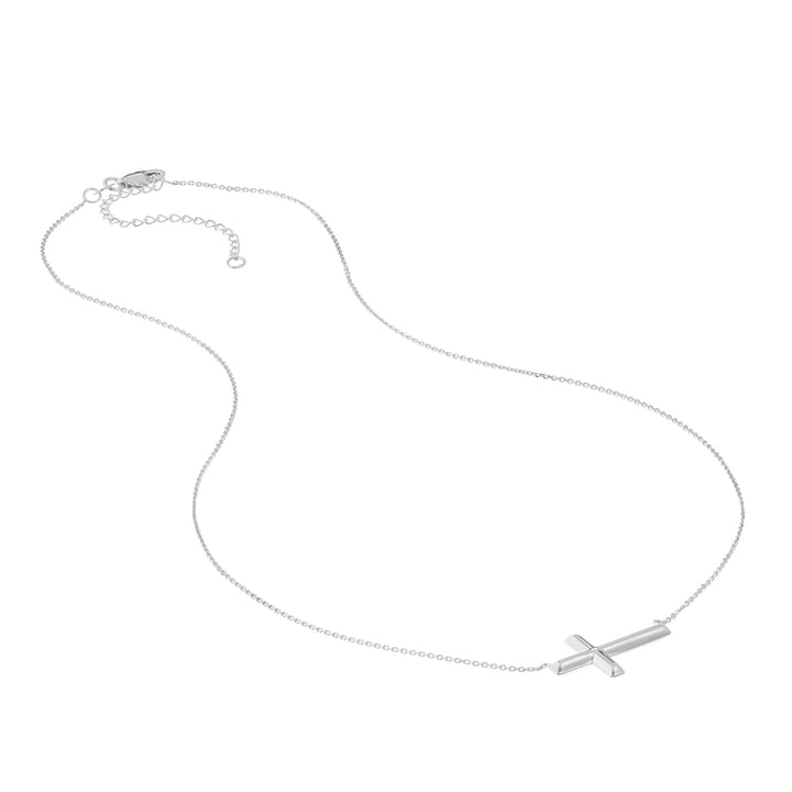 E2W Small Sideways Cross Adjustable Necklace