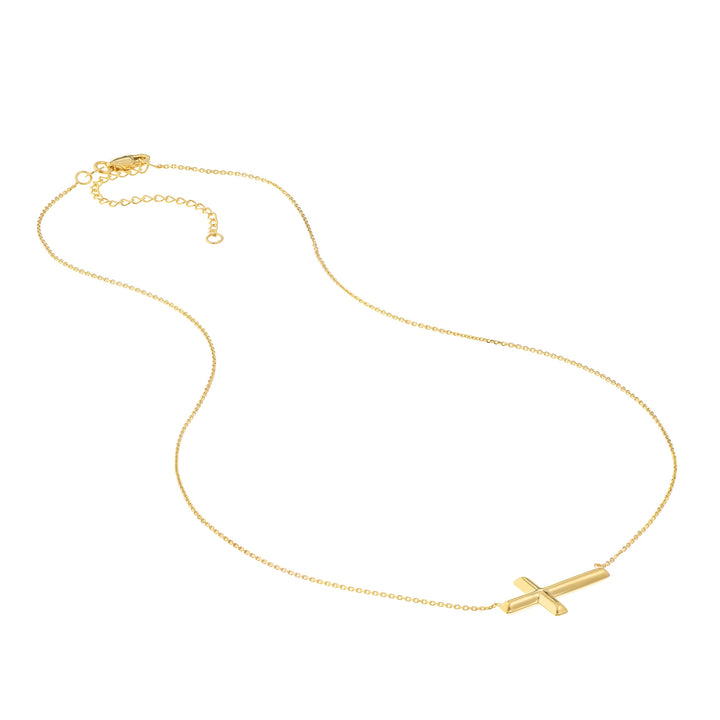 E2W Small Sideways Cross Adjustable Necklace