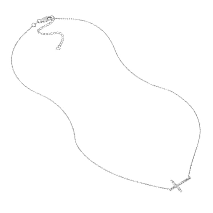 Sideways Cross Necklace with 1/5tcw Diamond
