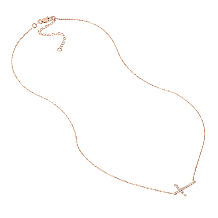 Sideways Cross Necklace with 1/5tcw Diamond