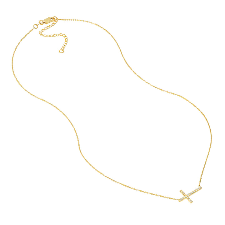 Sideways Cross Necklace with 1/5tcw Diamond