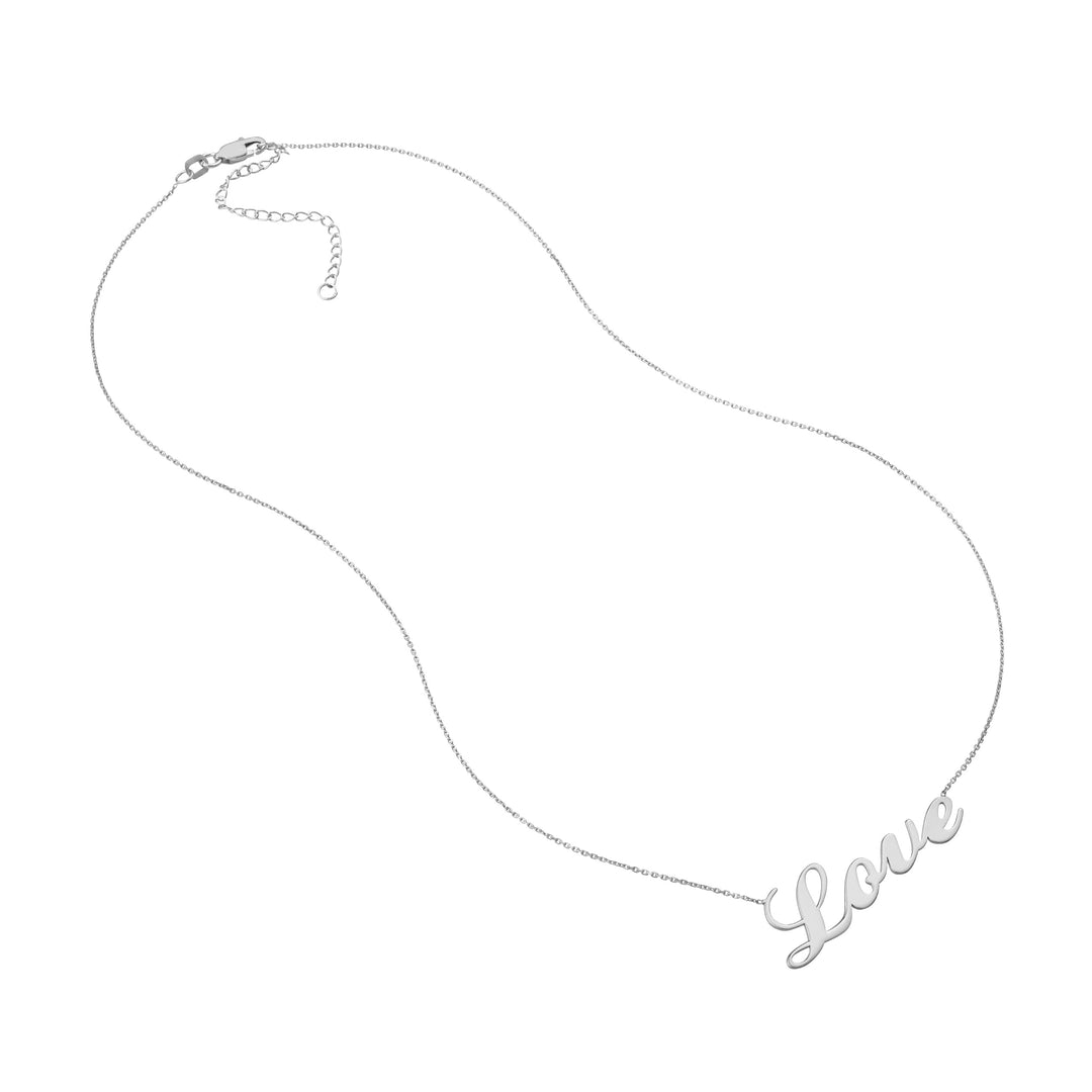 Plated Sterling Silver Script Love Necklace