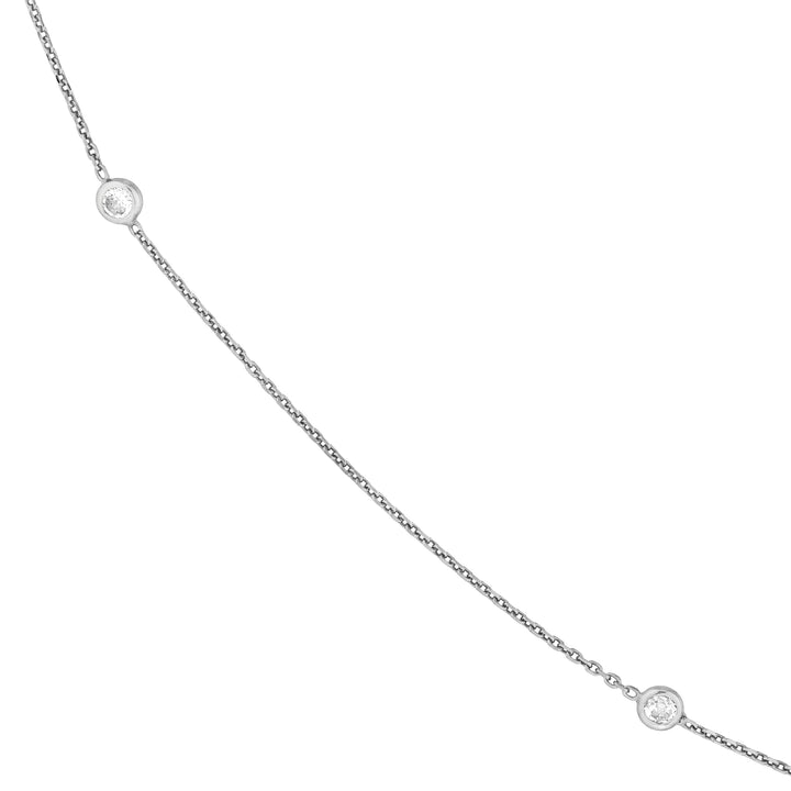 Sterling Silver CZ Bezel Station Long Necklace