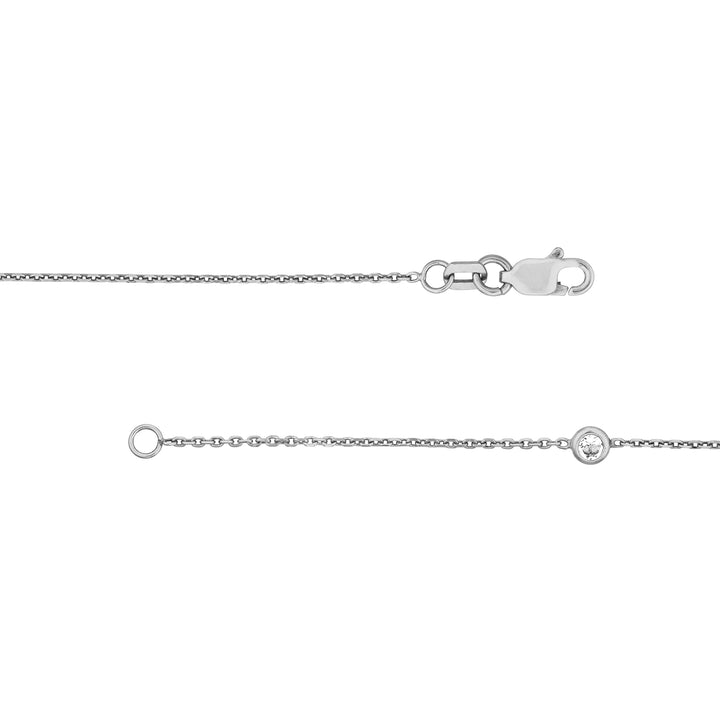 Sterling Silver CZ Bezel Station Long Necklace