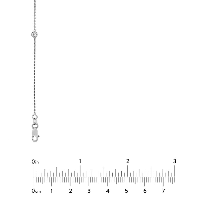 Sterling Silver CZ Bezel Station Long Necklace