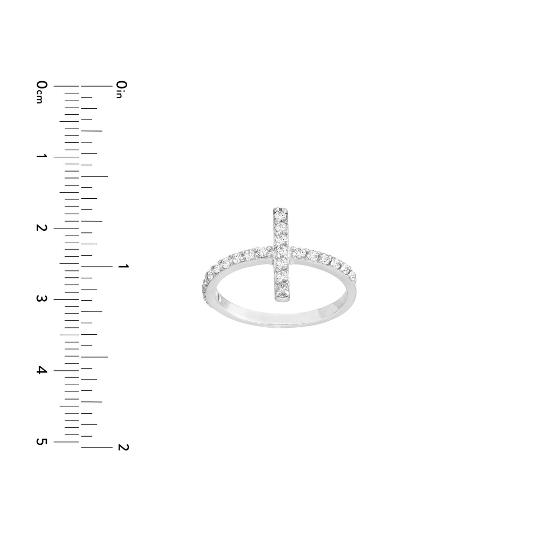 Sideways CZ Cross Ring