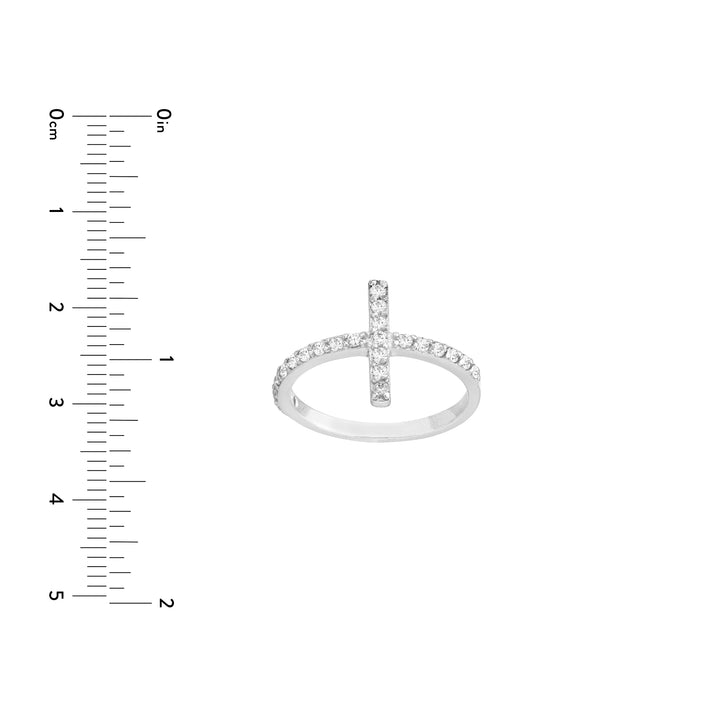 Sideways CZ Cross Ring