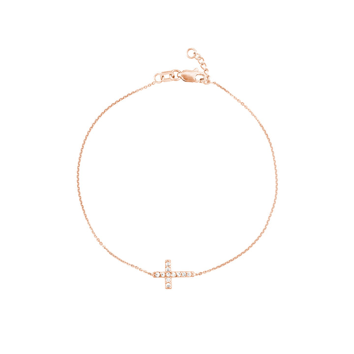 Sideways Mini CZ Cross Adjustable Bracelet