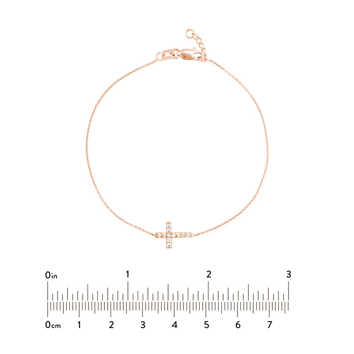Sideways Mini CZ Cross Adjustable Bracelet