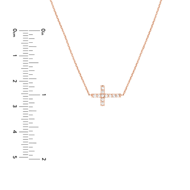 Sideways Mini CZ Cross Adjustable Necklace