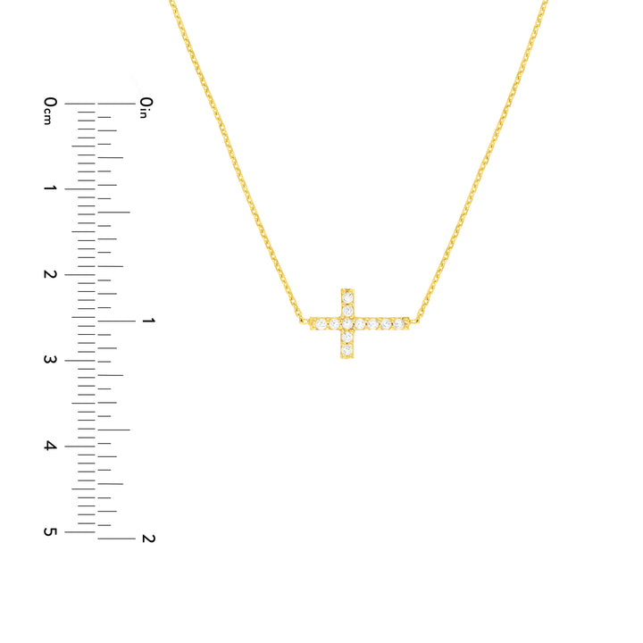 Sideways Mini CZ Cross Adjustable Necklace