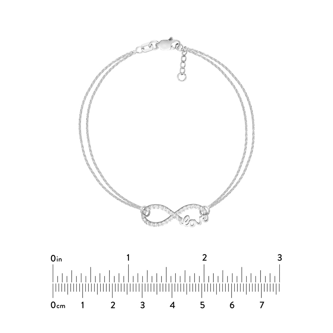 Plated Sterling Silver CZ Infinity Love Bracelet