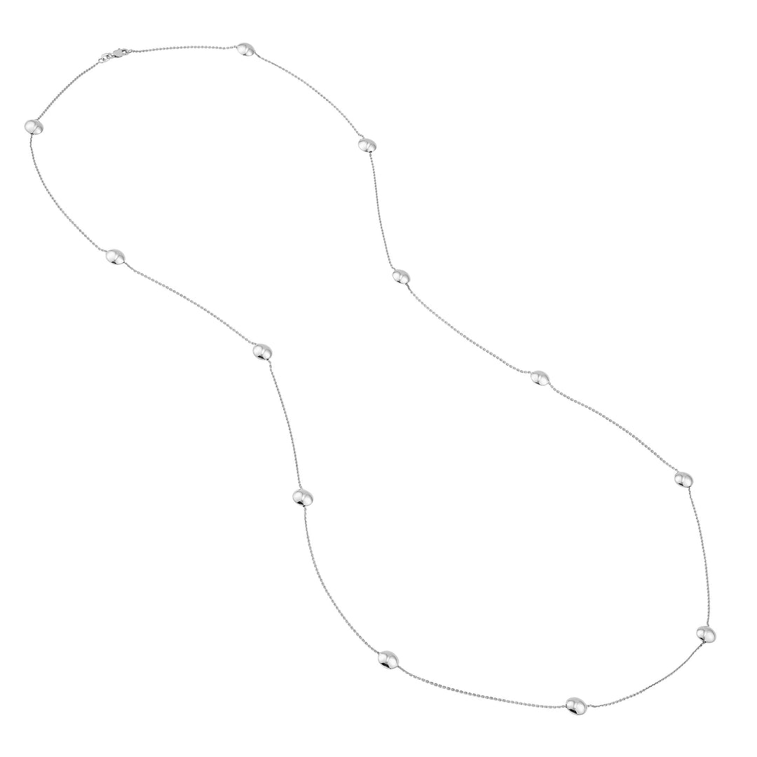 Sterling Silver Polished Bead Station Long Necklace