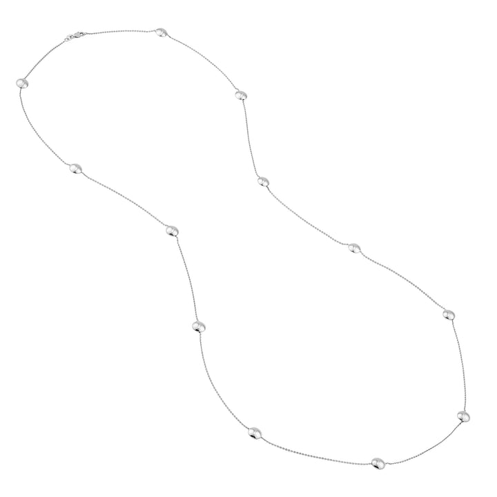 Sterling Silver Polished Bead Station Long Necklace