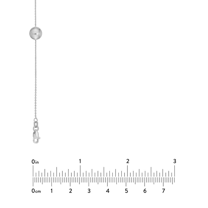 Sterling Silver Polished Bead Station Long Necklace