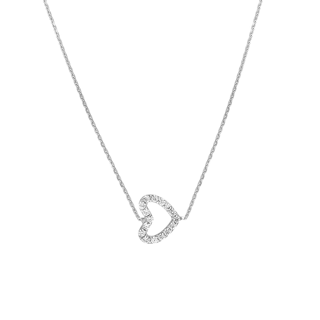 Sideways Mini CZ Heart Adjustable Necklace