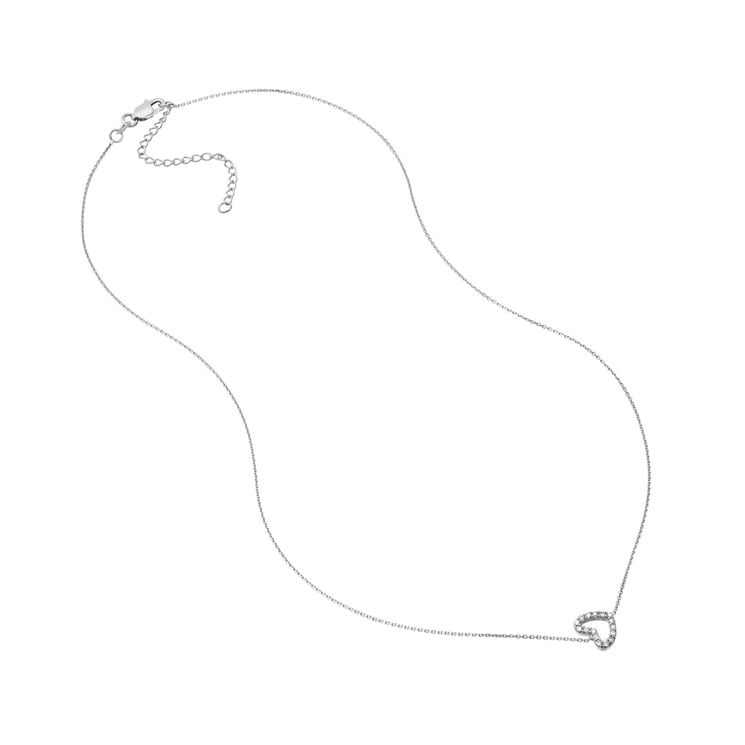 Sideways Mini CZ Heart Adjustable Necklace