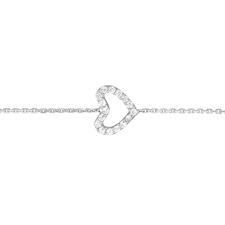Sideways Mini CZ Heart Adjustable Bracelet