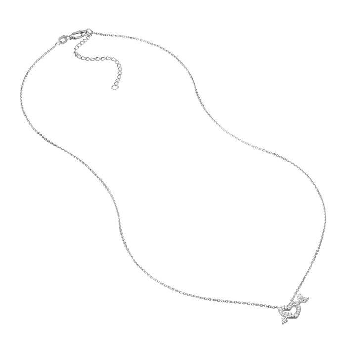 Mini CZ Heart and Arrow Adjustable Necklace